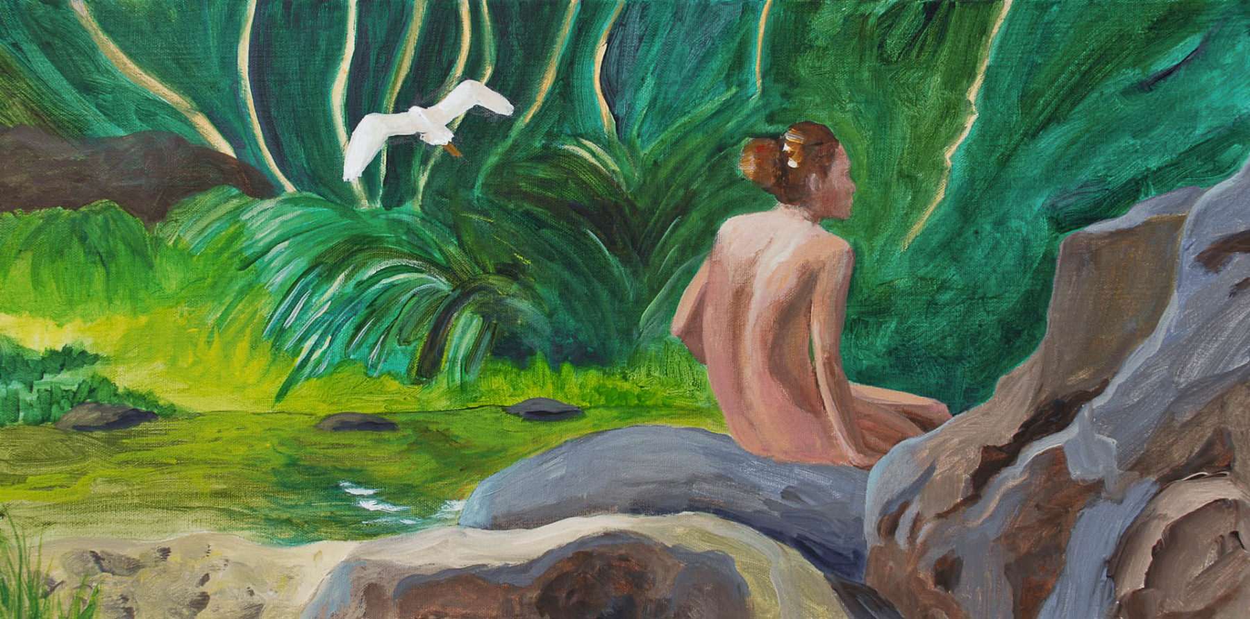 05 Below Waimea Falls, Oil on canvas, 12 x 24",  $1600