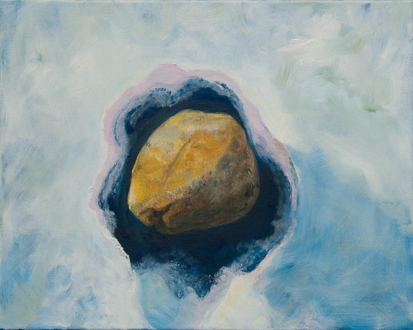 07 Snow Rock, Oil on canvas 16x20" $1600