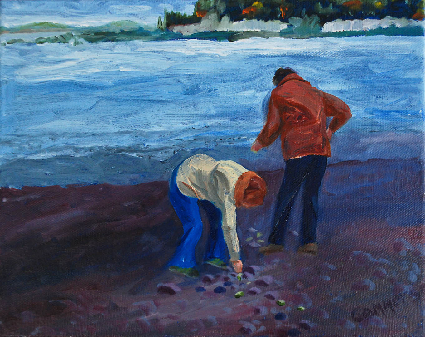 06 Jane on Jasper Beach, Oil on Canvas 8x10",  (sold)